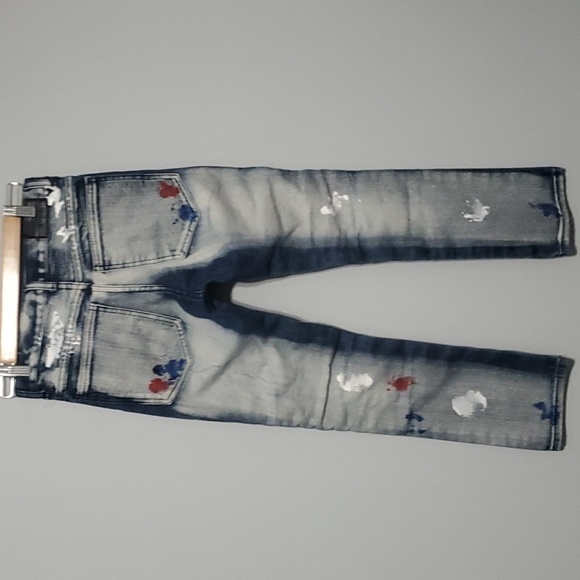 GS-115 Denim Jeans Boys Size 12 Blue Moto Paint Dye Splatter Artzy Art - Picture 10 of 13